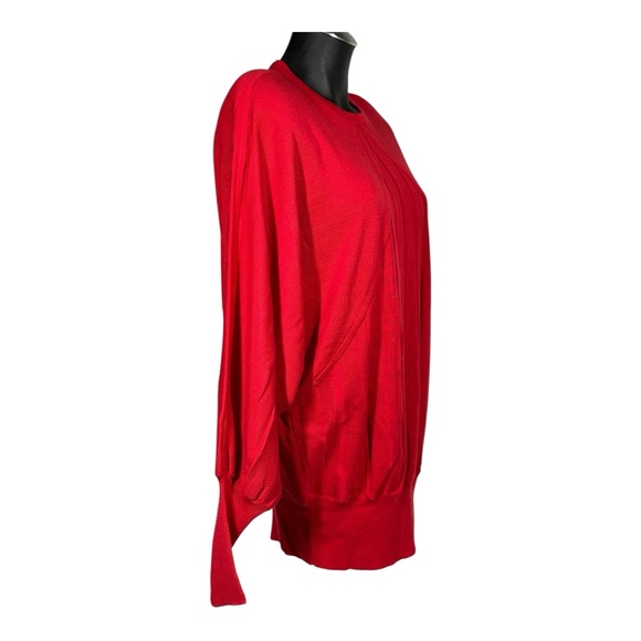 Semplice Red Vintage Sweater Women's Large Petite Batwing Sleeves 80s 24079 - Picture 2 of 8
